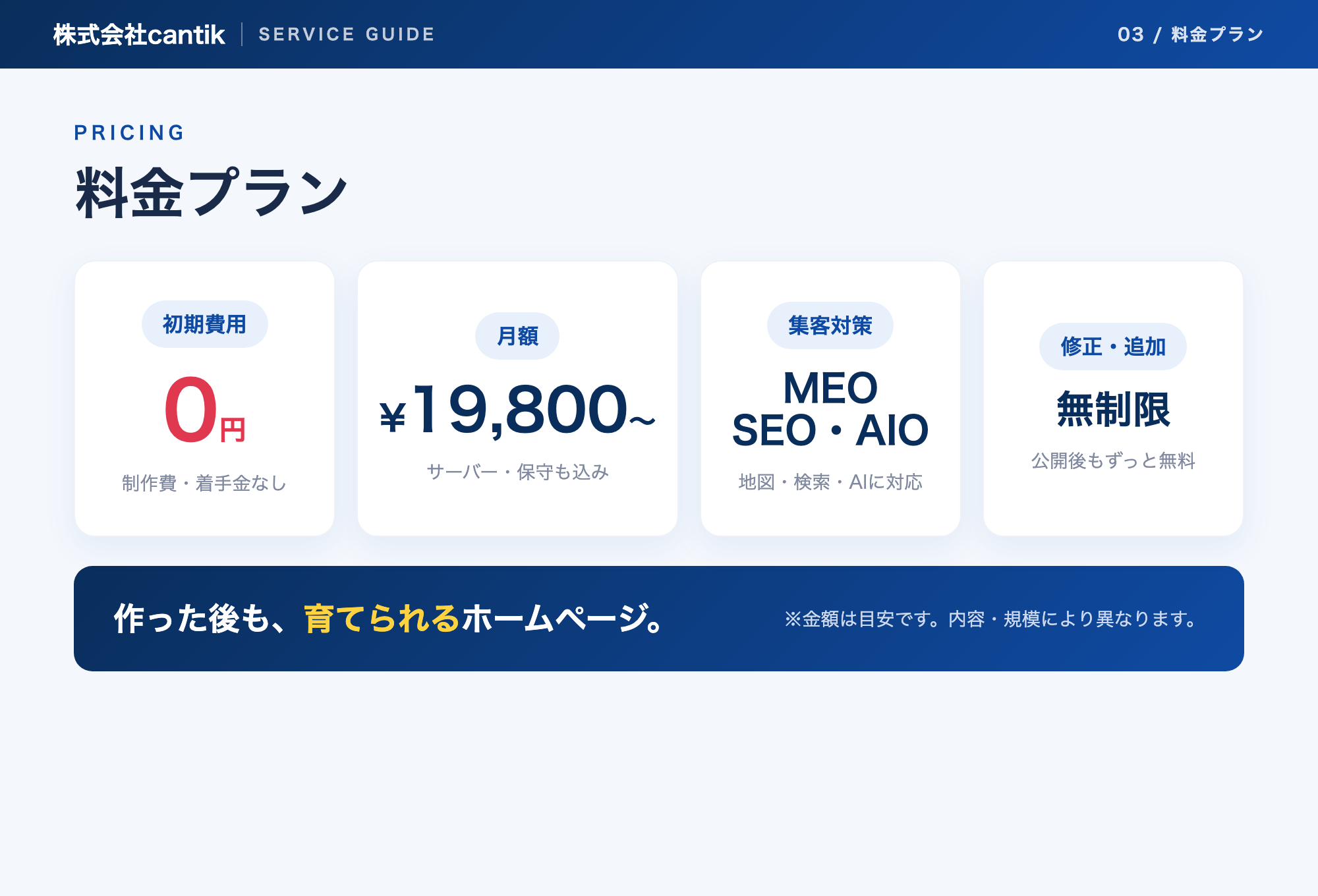 cantik サービス資料 料金プラン